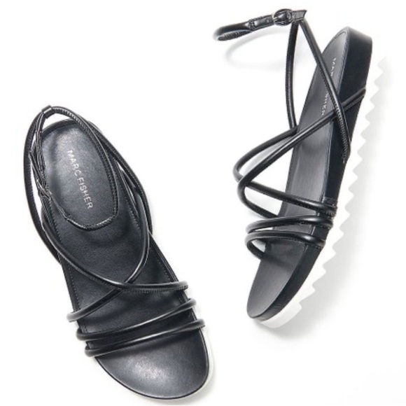 Marc Fisher Joylyn Strappy Sandals Black Size 7.5 - Picture 1 of 6